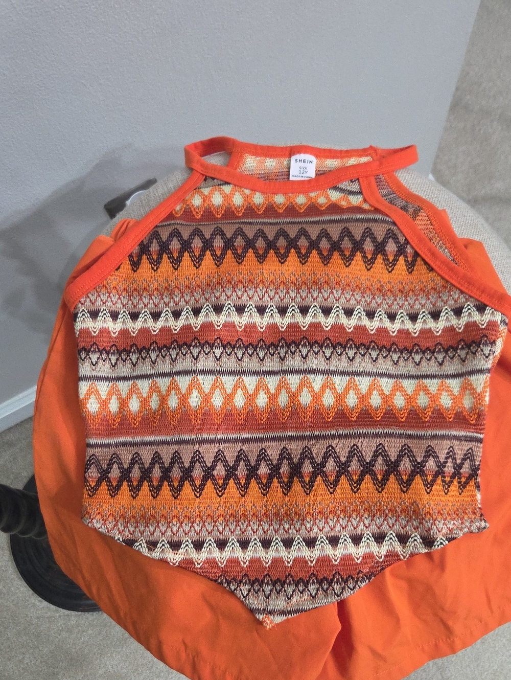 SHEIN Orange & Multicolor Zigzag Kids Matching Set - Picture 7 of 7